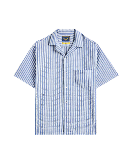 Portuguese Flannel Jacquard Stripe Chambray Shirt