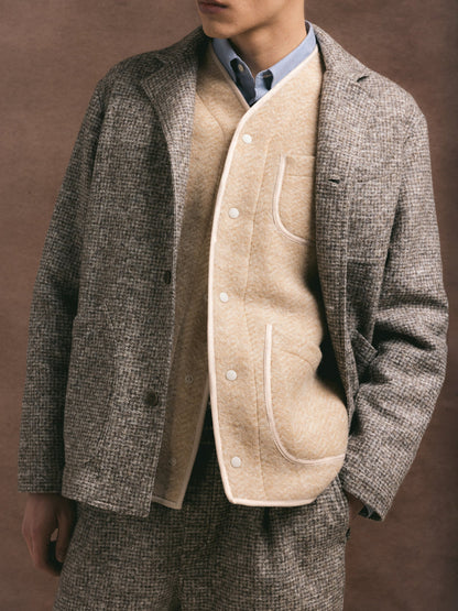 Kestin Neist Cardigan in Oat Wool Herringbone