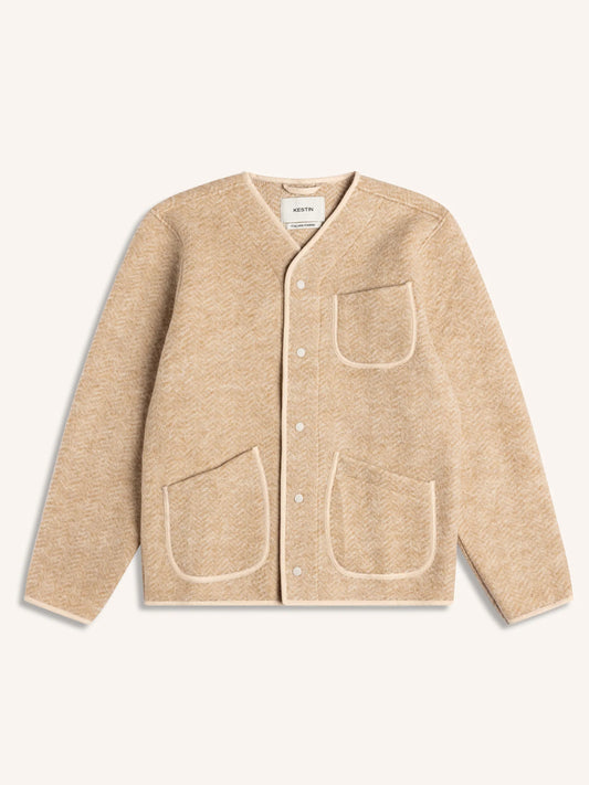 Kestin Neist Cardigan in Oat Wool Herringbone