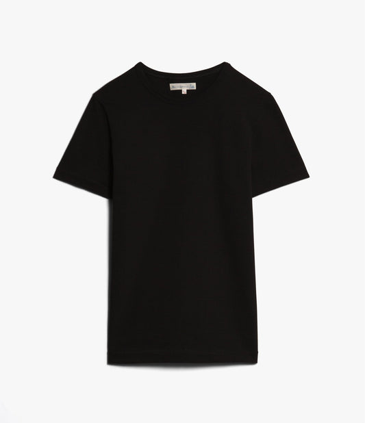 Merz B. Schwanen 215 2-Thread Organic Cotton Crew Neck Tee Deep Black