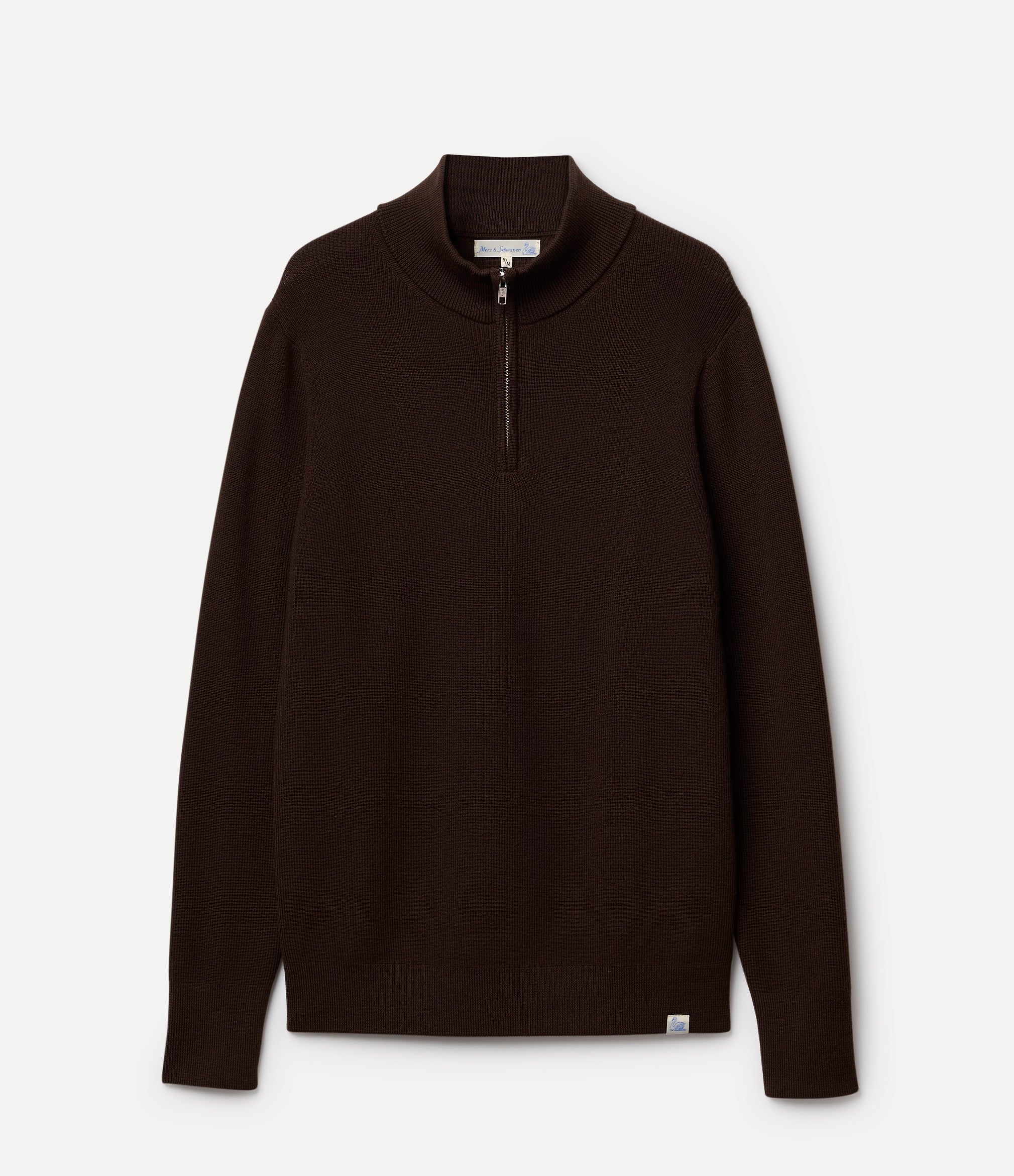 Merz B. Schwanen Merino Wool Quarter Zip Pullover Coffee