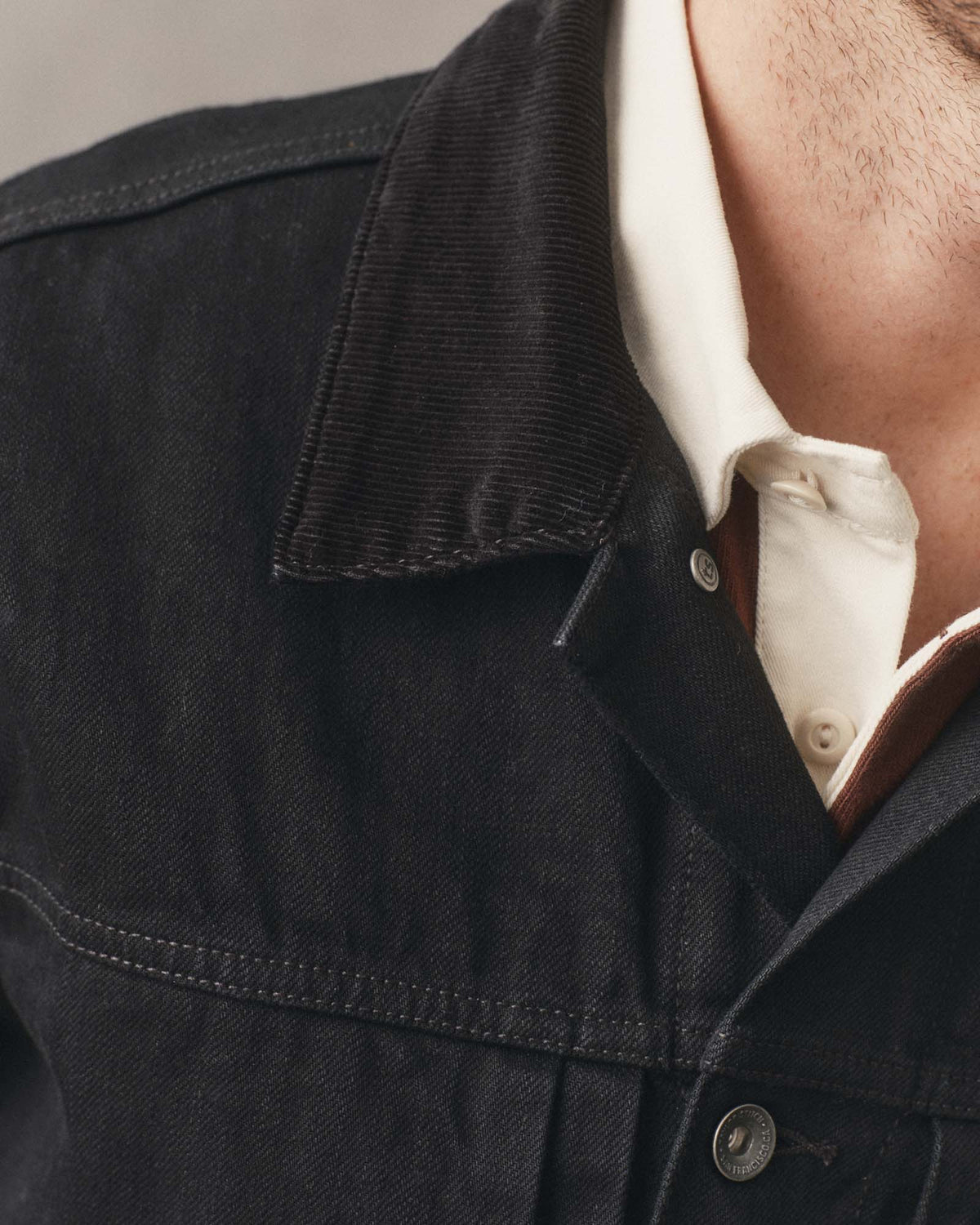 Taylor Stitch The Ryder Jacket in Rinsed Black Organic Selvedge