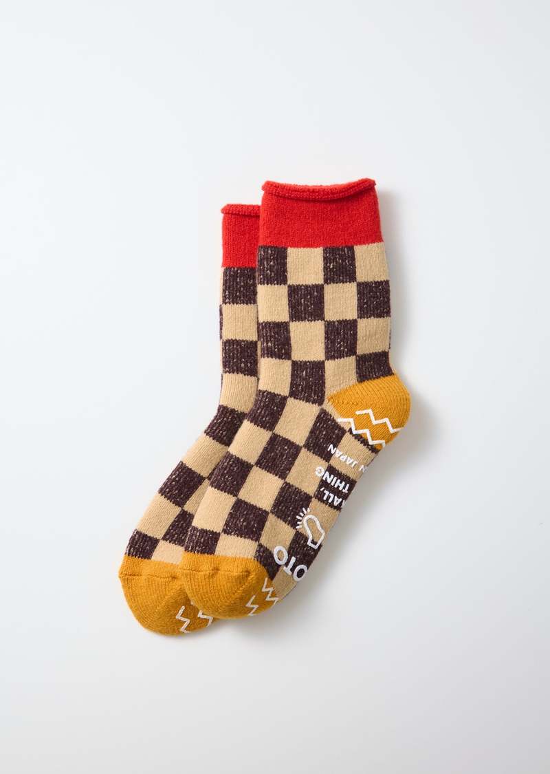 ROTOTO Pile Room Socks Checkerboard Red/Yellow