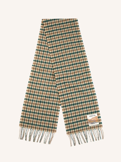 Kestin Selkirk Scarf in Pine / Tan Check Lambswool