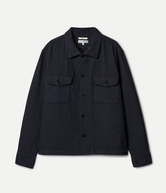 Merz B. Schwanen Padded Cotton Long Sleeve Overshirt Charcoal