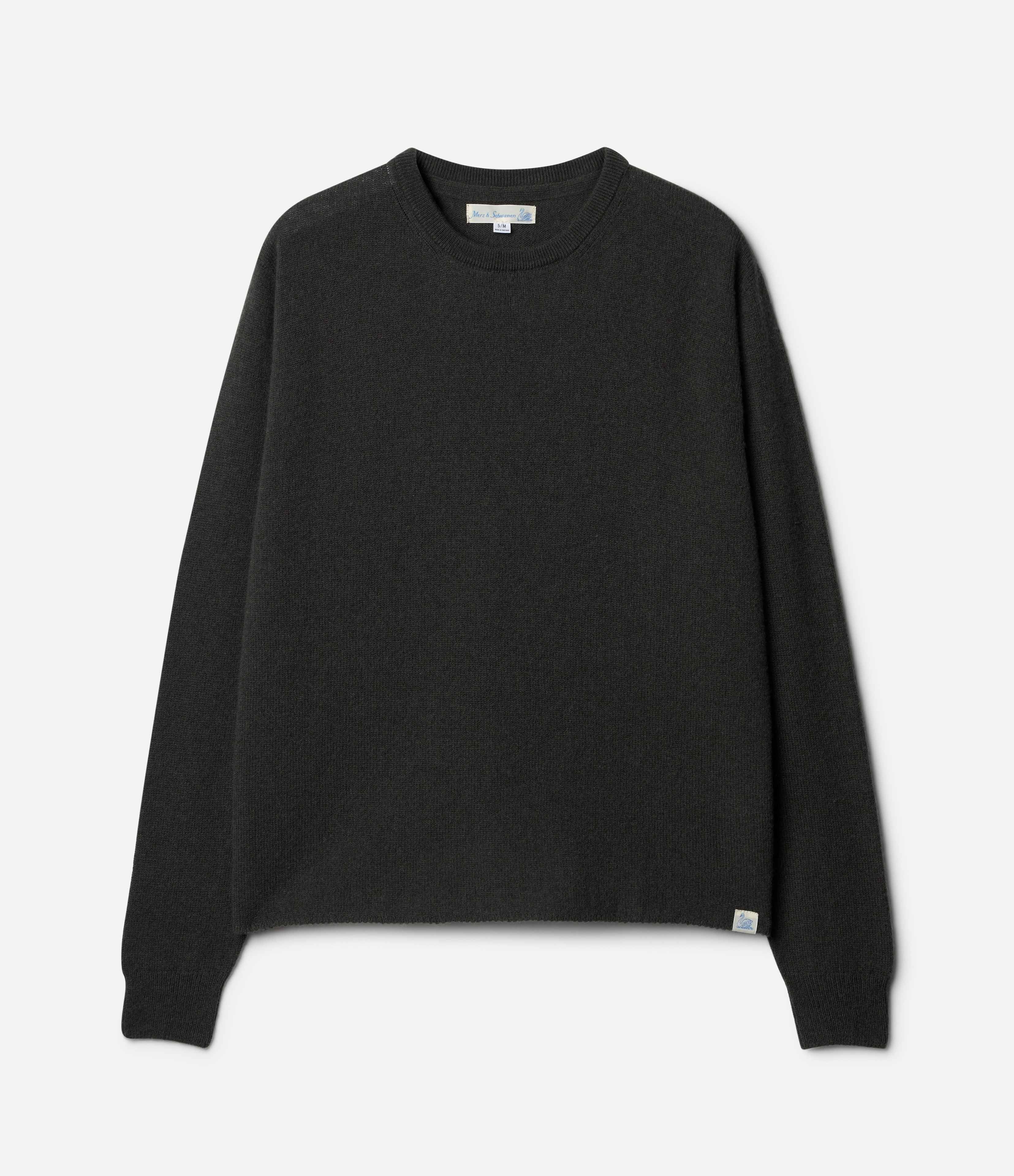 Merz B. Schwanen Lightweight Merino Wool-Cashmere-Silk Sweater Army Green