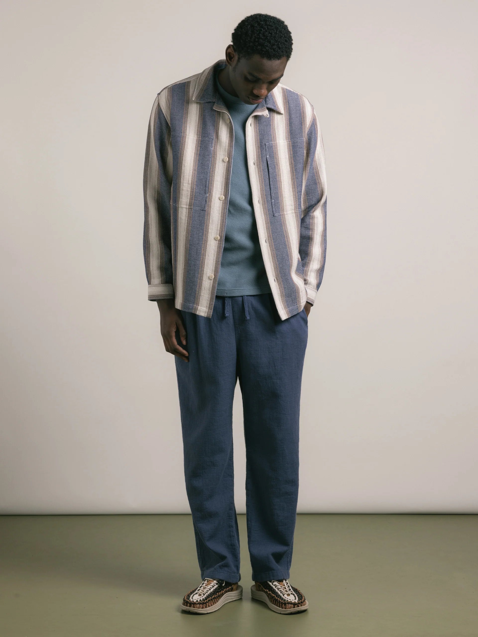 Kestin Doune Pant in Navy Slub Cotton