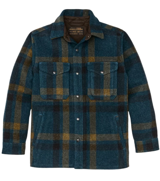 Filson Lined Mackinaw Wool Jac-Shirt Teal/Ochre Plaid