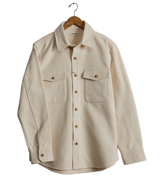 Taylor Stitch The Maritime Shirt Jacket in Vintage White Moleskin Twill
