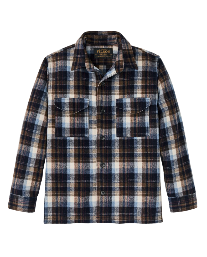 Filson Wool Jac-Shirt Brown/Light Blue Multi Plaid