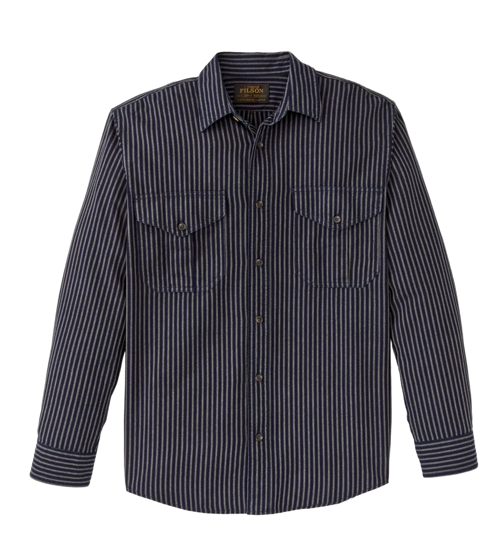 Filson Lightweight Alaskan Guide Shirt Indigo/Ticking Stripe