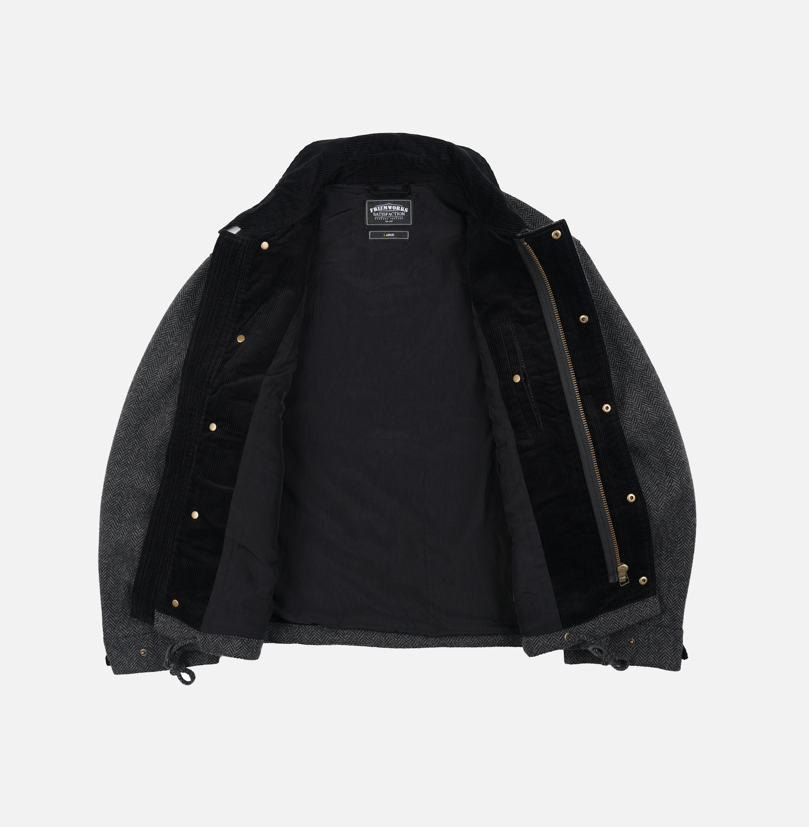 FrizmWORKS Herringbone Wool Heritage Hunting Jacket Black Grey