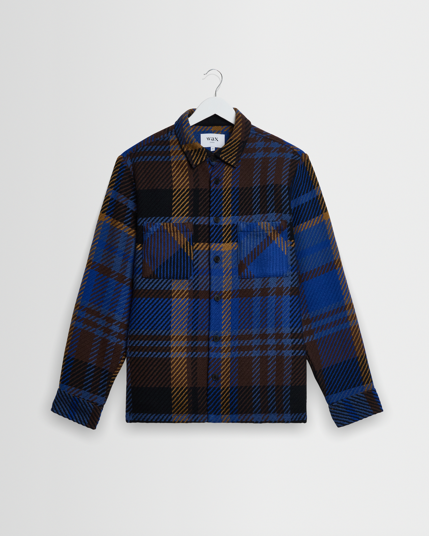 Wax London Whiting Overshirt Bold Check Blue/ Brown