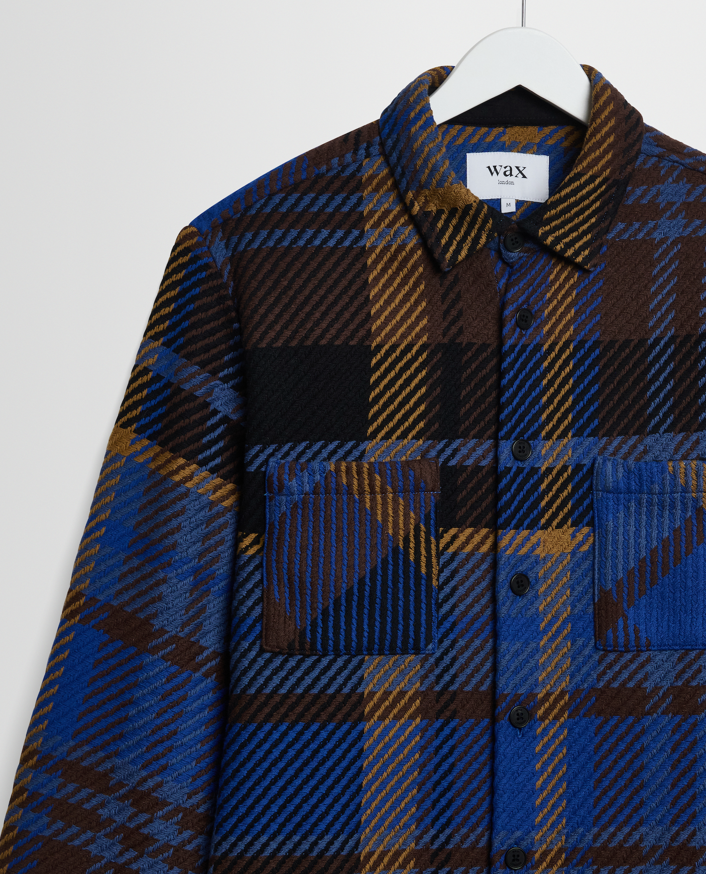 Wax London Whiting Overshirt Bold Check Blue/ Brown