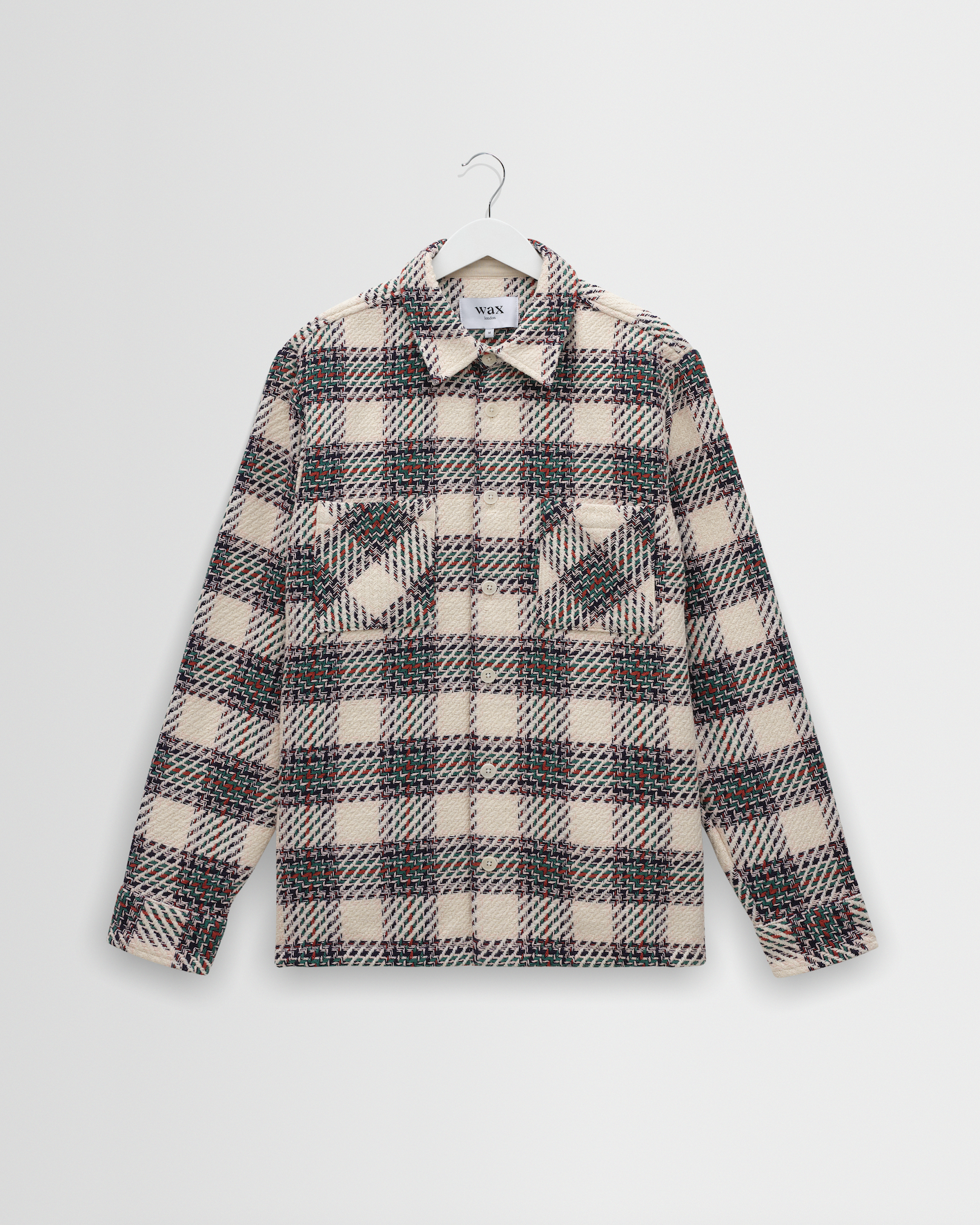 Wax London Whiting Overshirt Hutton Check Ecru/Green