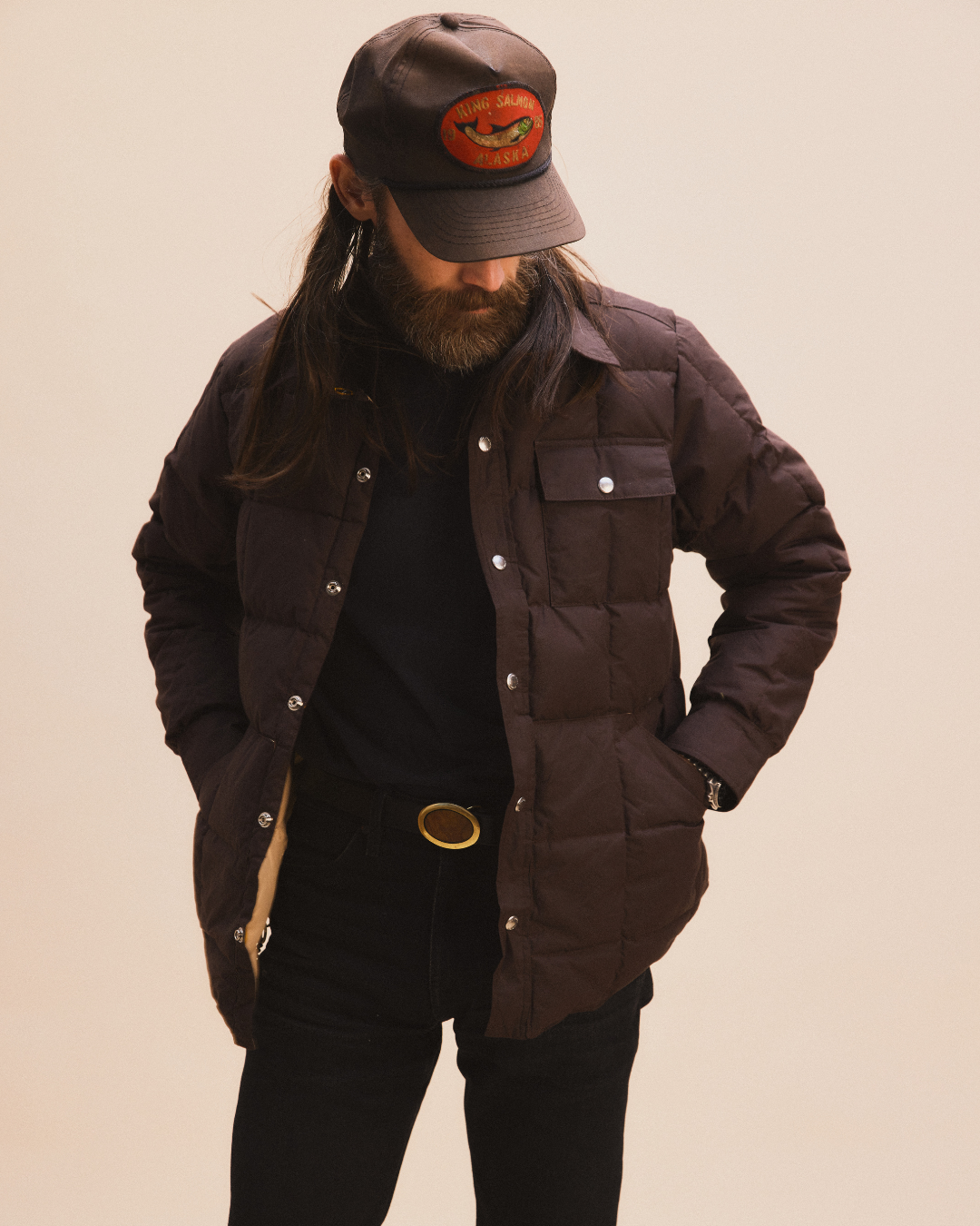 Crescent Down Works x Podium Waxed Down Shirt Vintage Espresso/Putty