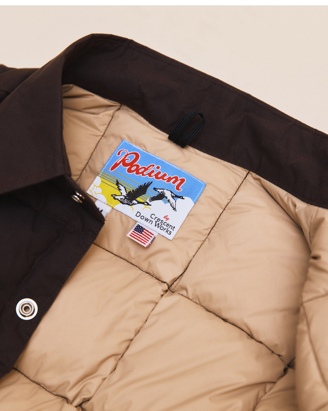 Crescent Down Works x Podium Waxed Down Shirt Vintage Espresso/Putty