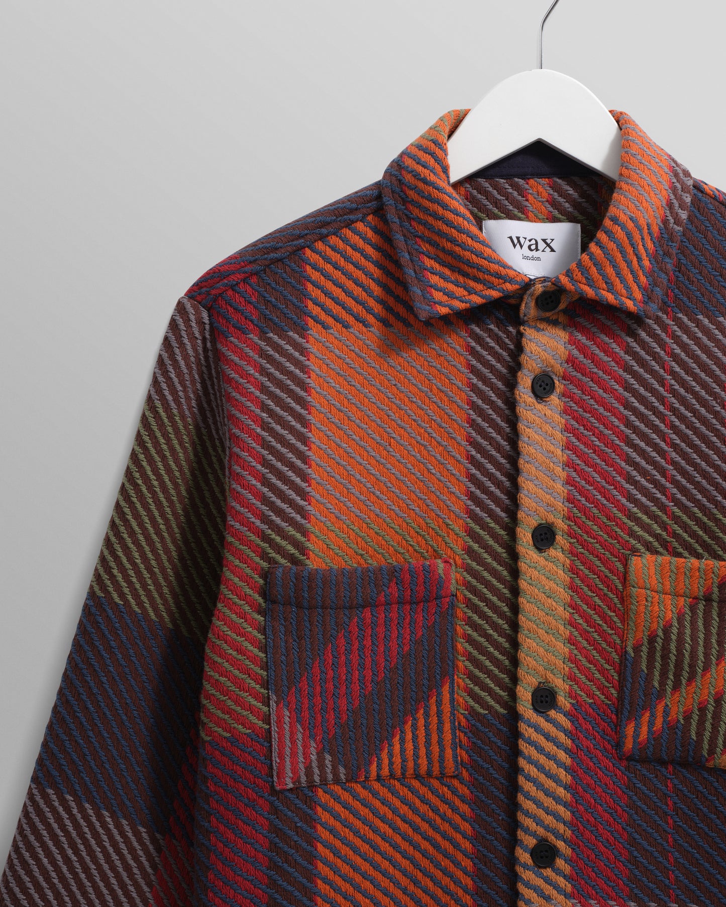 Wax London Whiting Overshirt Tempo Check Orange Multi Plaid