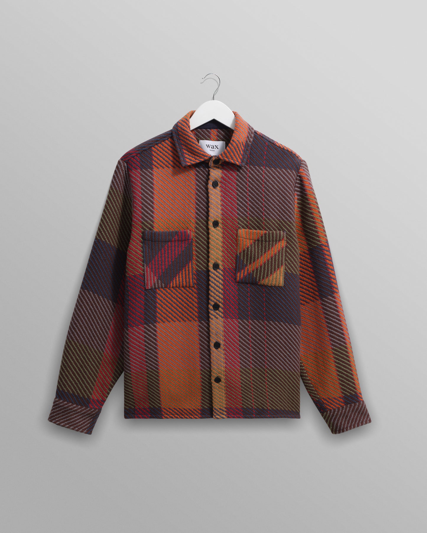 Wax London Whiting Overshirt Tempo Check Orange Multi Plaid