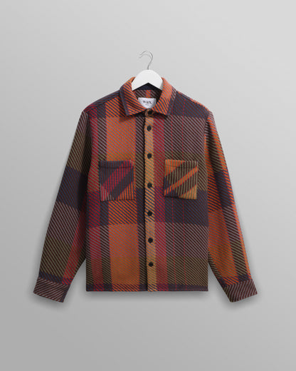 Wax London Whiting Overshirt Tempo Check Orange Multi Plaid
