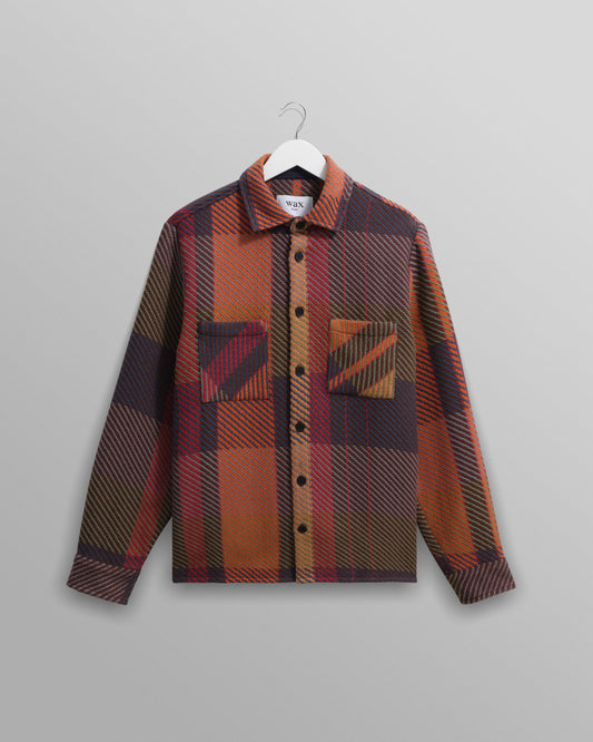 Wax London Whiting Overshirt Tempo Check Orange Multi Plaid
