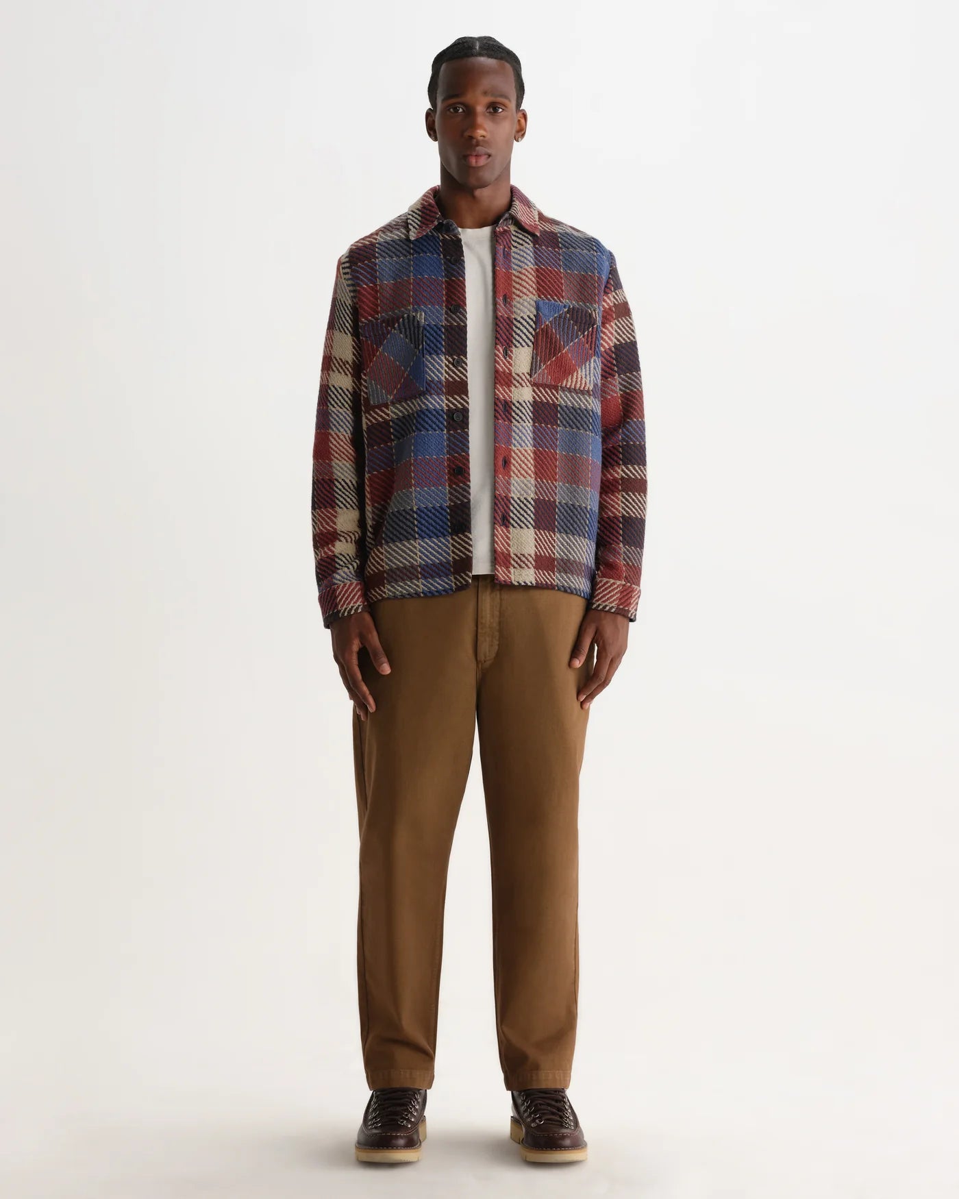 Wax London Whiting Overshirt Rust And Multicolour Pike Check