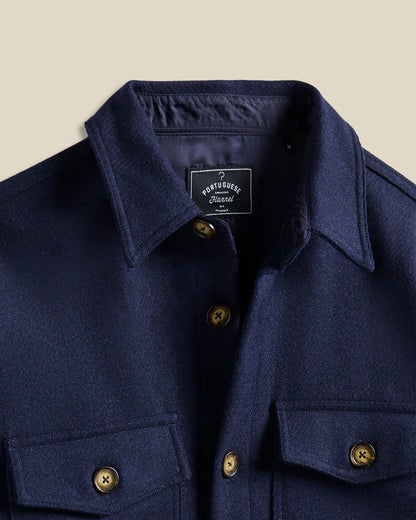 Portuguese Flannel Wool Field Overshirt Navy