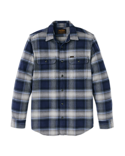 Filson Vintage Flannel Work Shirt Light Blue Navy Plaid