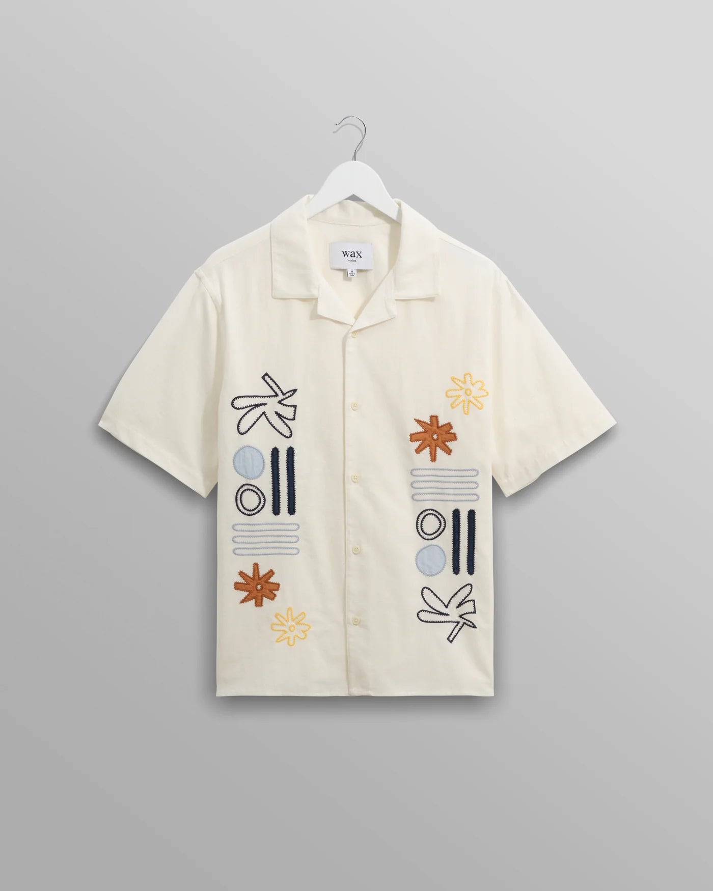 Wax London Didcot Short Sleeve Ecru And Multicolour Abstract Applique