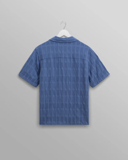 Wax London Didcot Mid-Blue Seersucker Short Sleeve