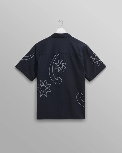 Wax London Didcot Shirt Navy Bold Floral Embroidered