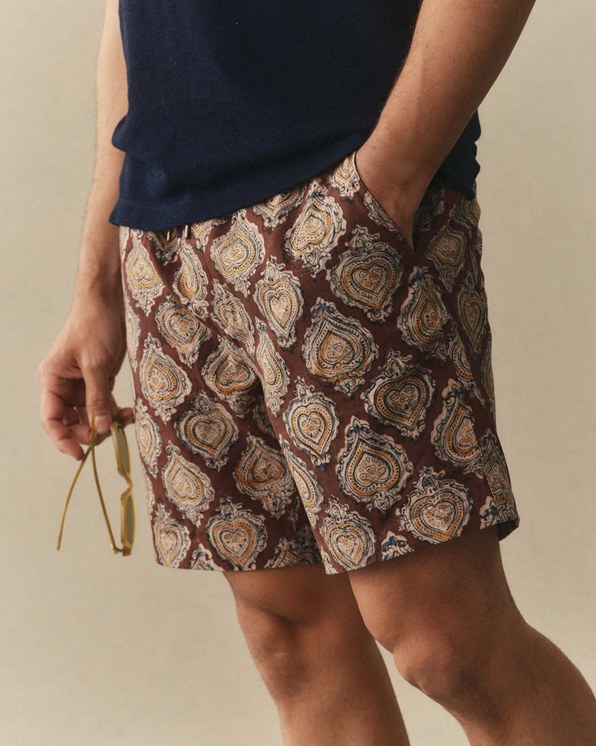 Taylor Stitch The Apres Short in Sangria Block Print