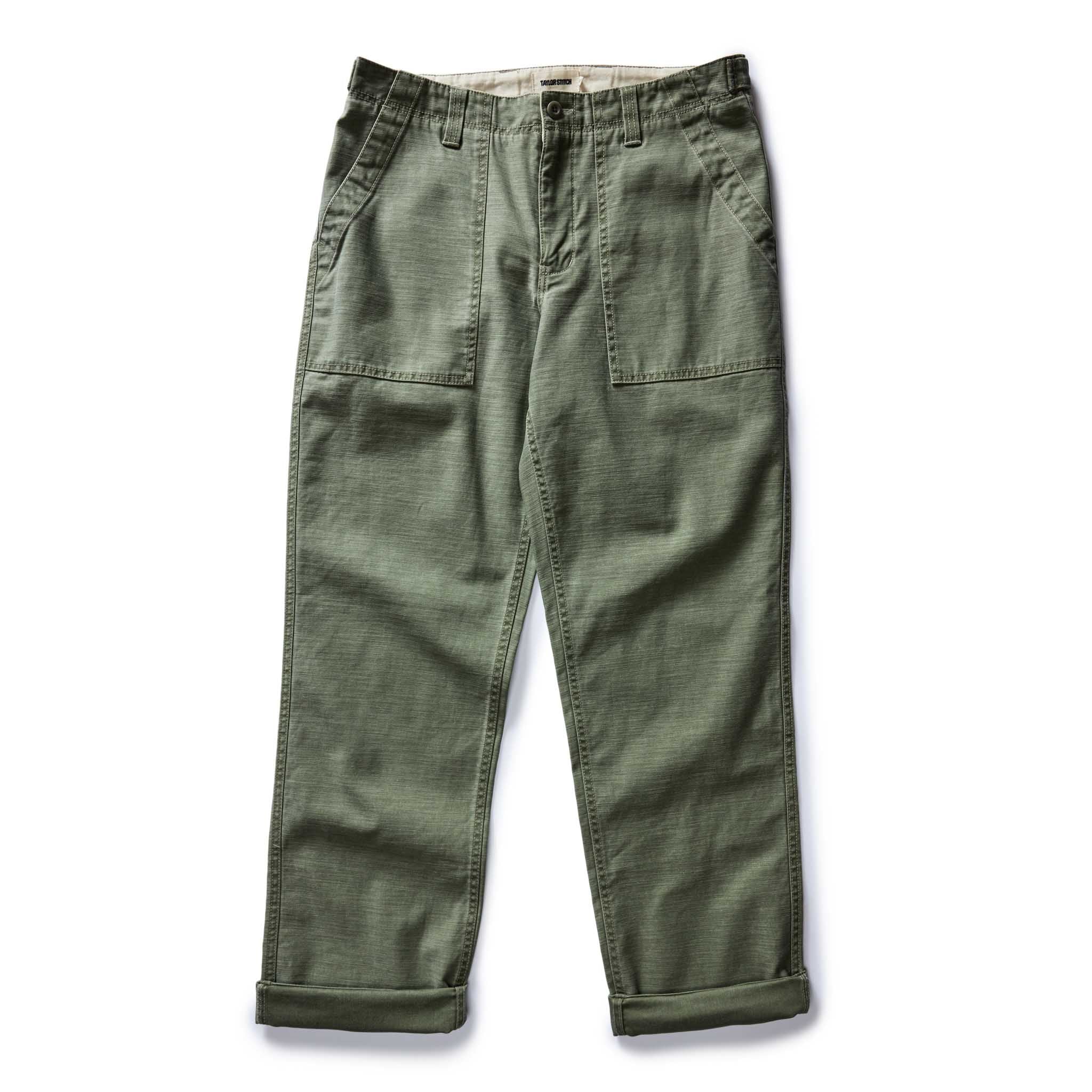 Taylor Stitch The Surplus Pant in Field Olive Reverse Sateen