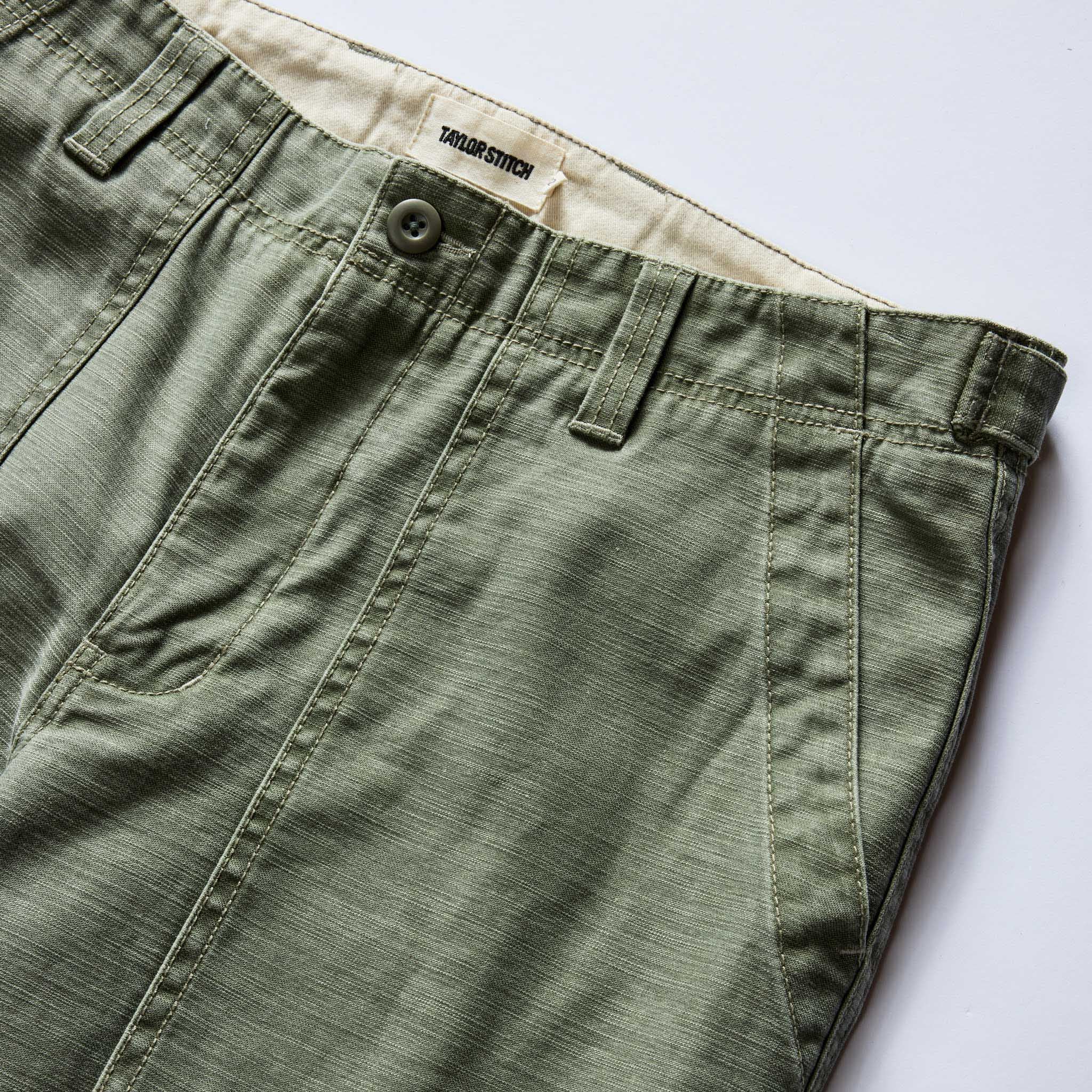 Taylor Stitch The Surplus Pant in Field Olive Reverse Sateen
