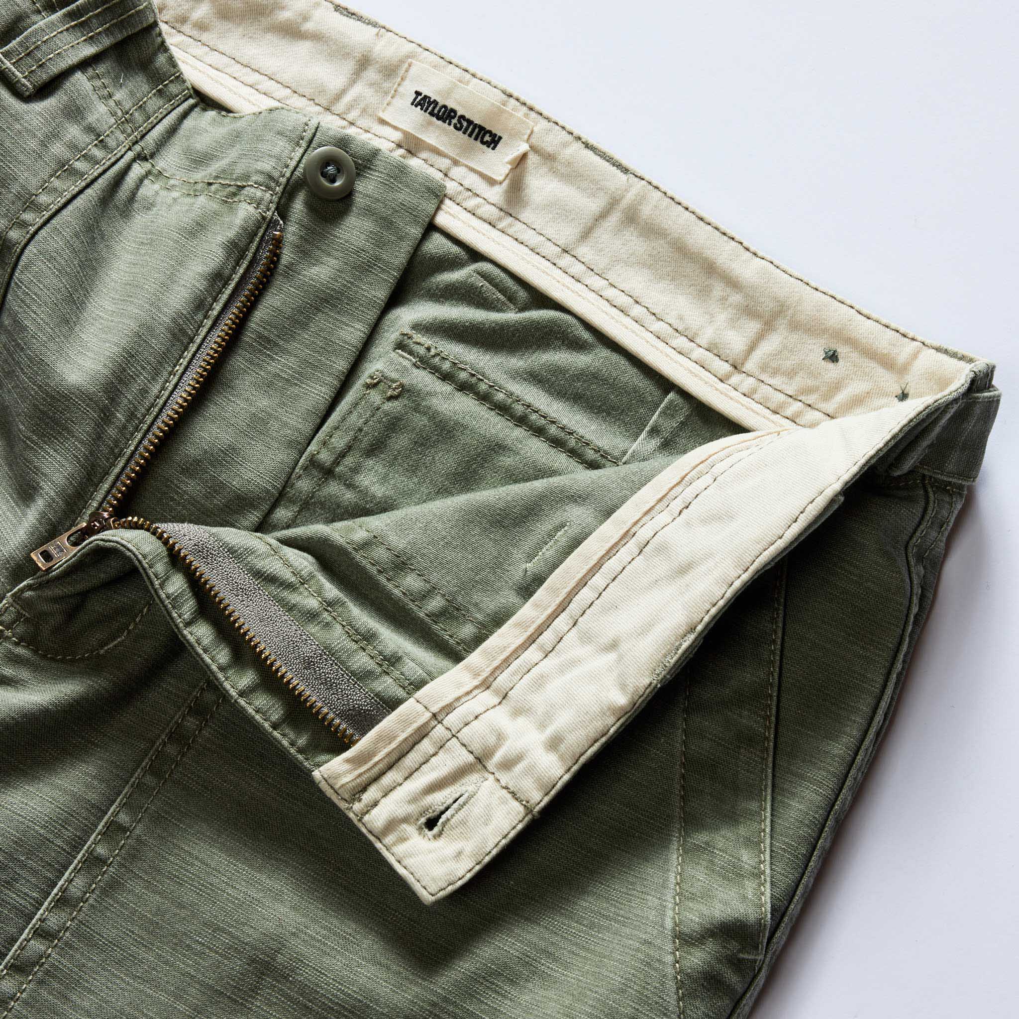 Taylor Stitch The Surplus Pant in Field Olive Reverse Sateen