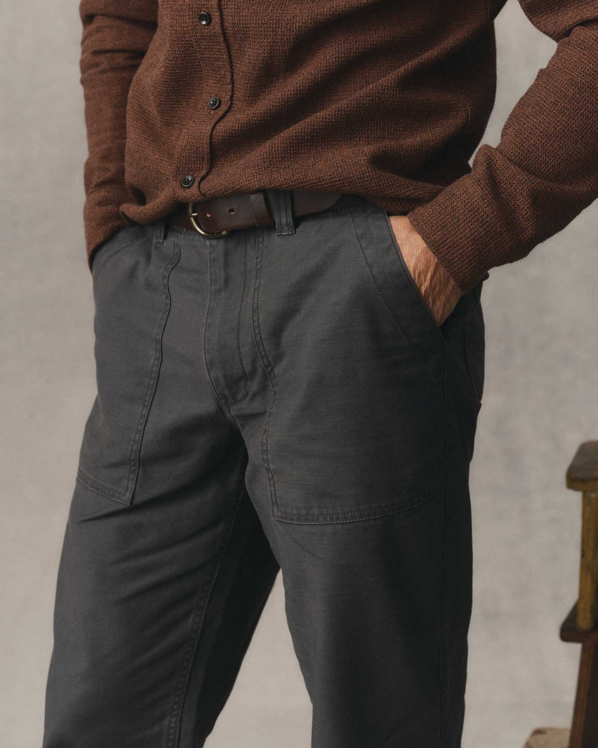 Taylor Stitch The Surplus Pant in Faded Black Reverse Sateen