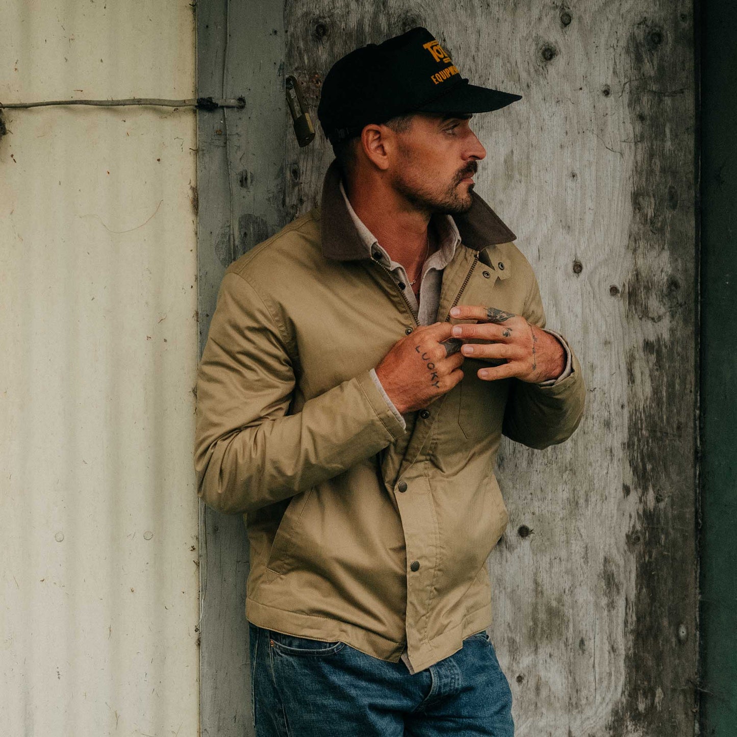 Taylor Stitch The Deck Jacket in Khaki Dry Wax