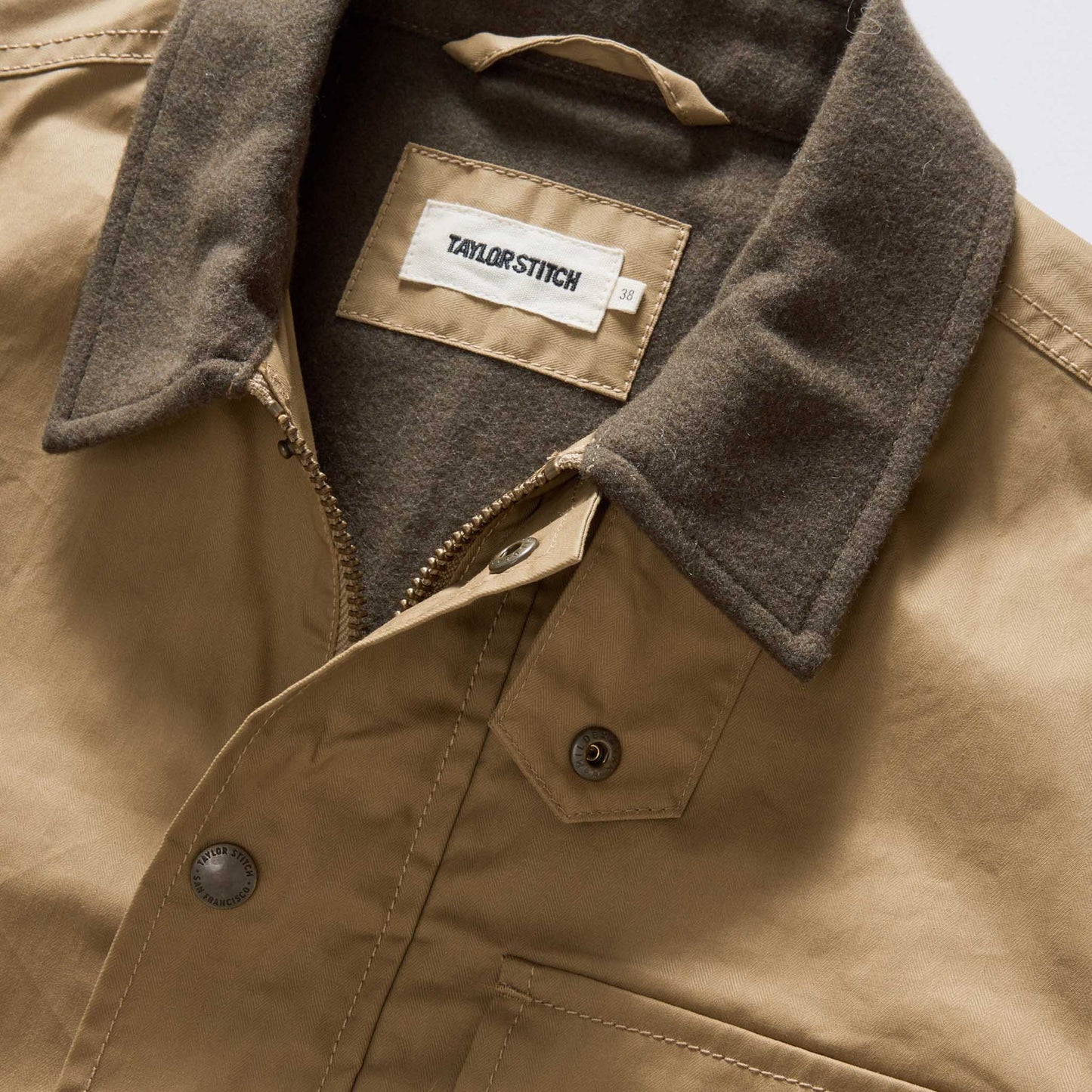 Taylor Stitch The Deck Jacket in Khaki Dry Wax