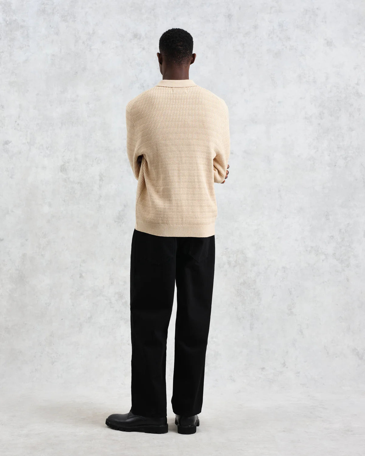 Wax London Tristan Sand Cable Stitch Knitted Shirt