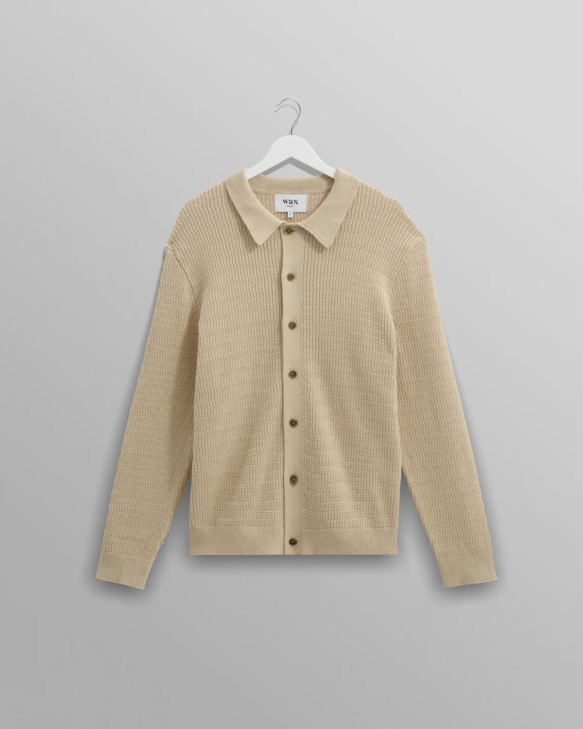 Wax London Tristan Sand Cable Stitch Knitted Shirt