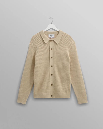 Wax London Tristan Sand Cable Stitch Knitted Shirt