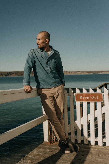 Taylor Stitch The Milton Pullover in Washed Indigo