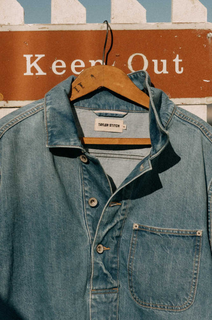 Taylor Stitch The Milton Pullover in Washed Indigo