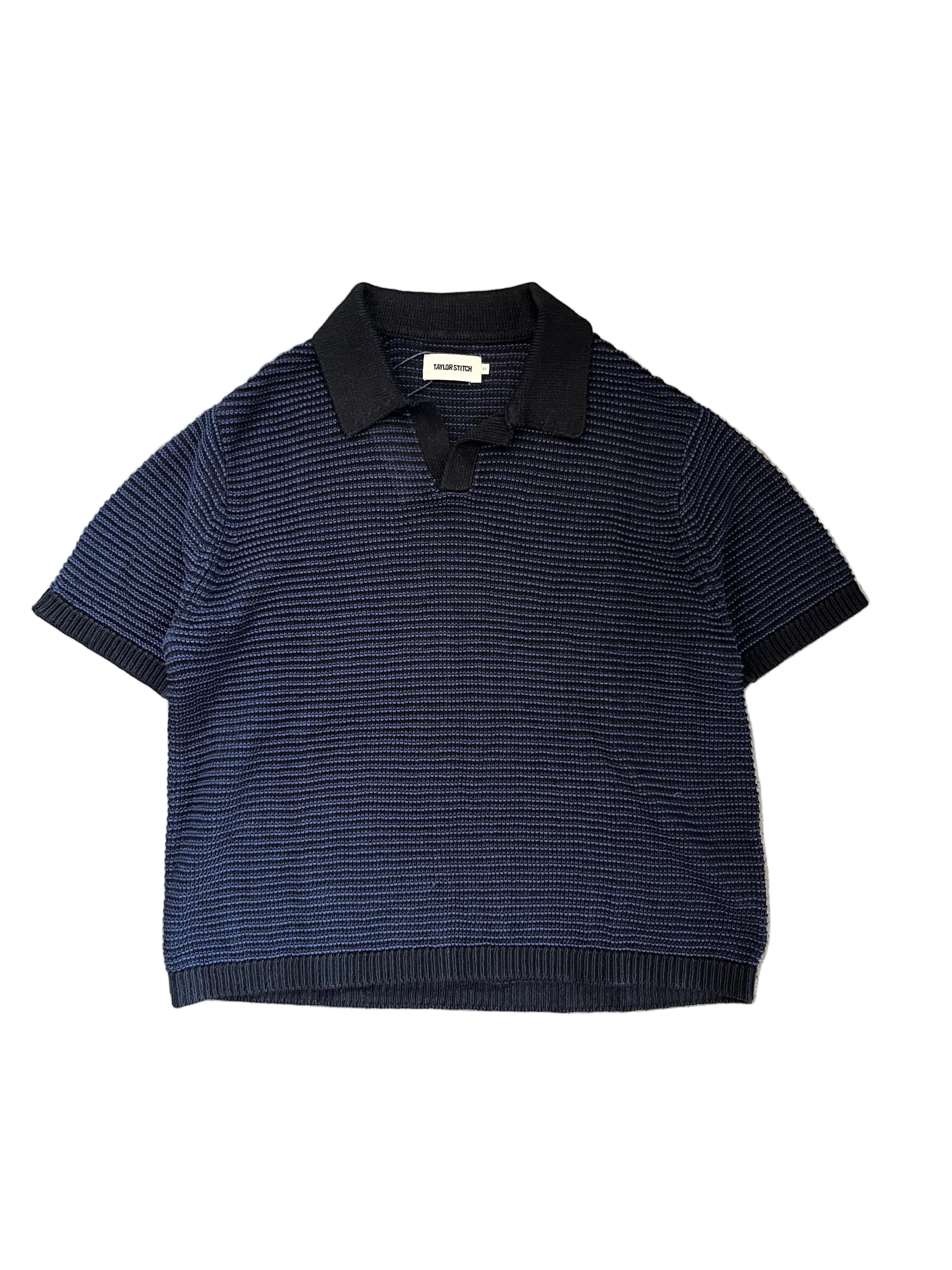 Taylor Stitch The Valencia Sweater Polo in Coal Stripe