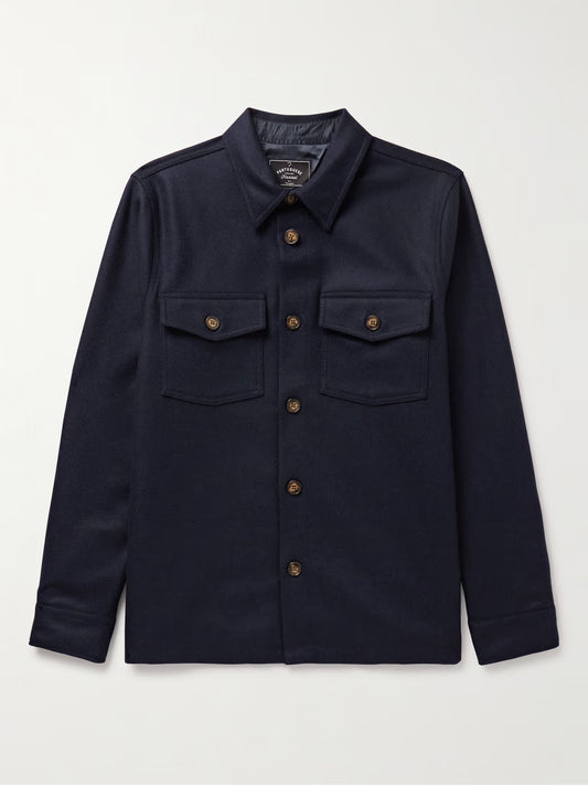 Portuguese Flannel Wool Field Overshirt Navy