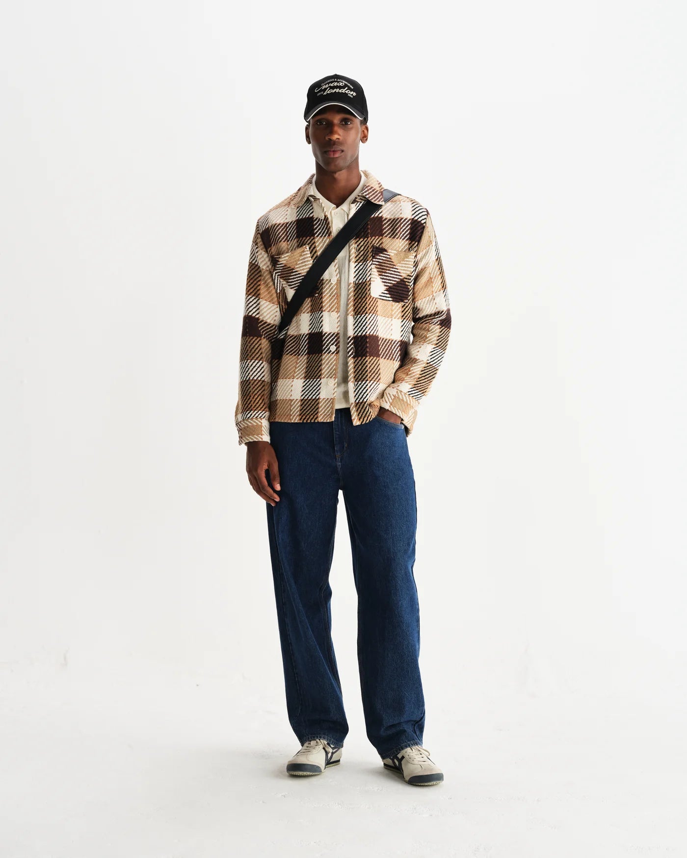 Wax London Whiting Overshirt Natural And Brown Pike Check