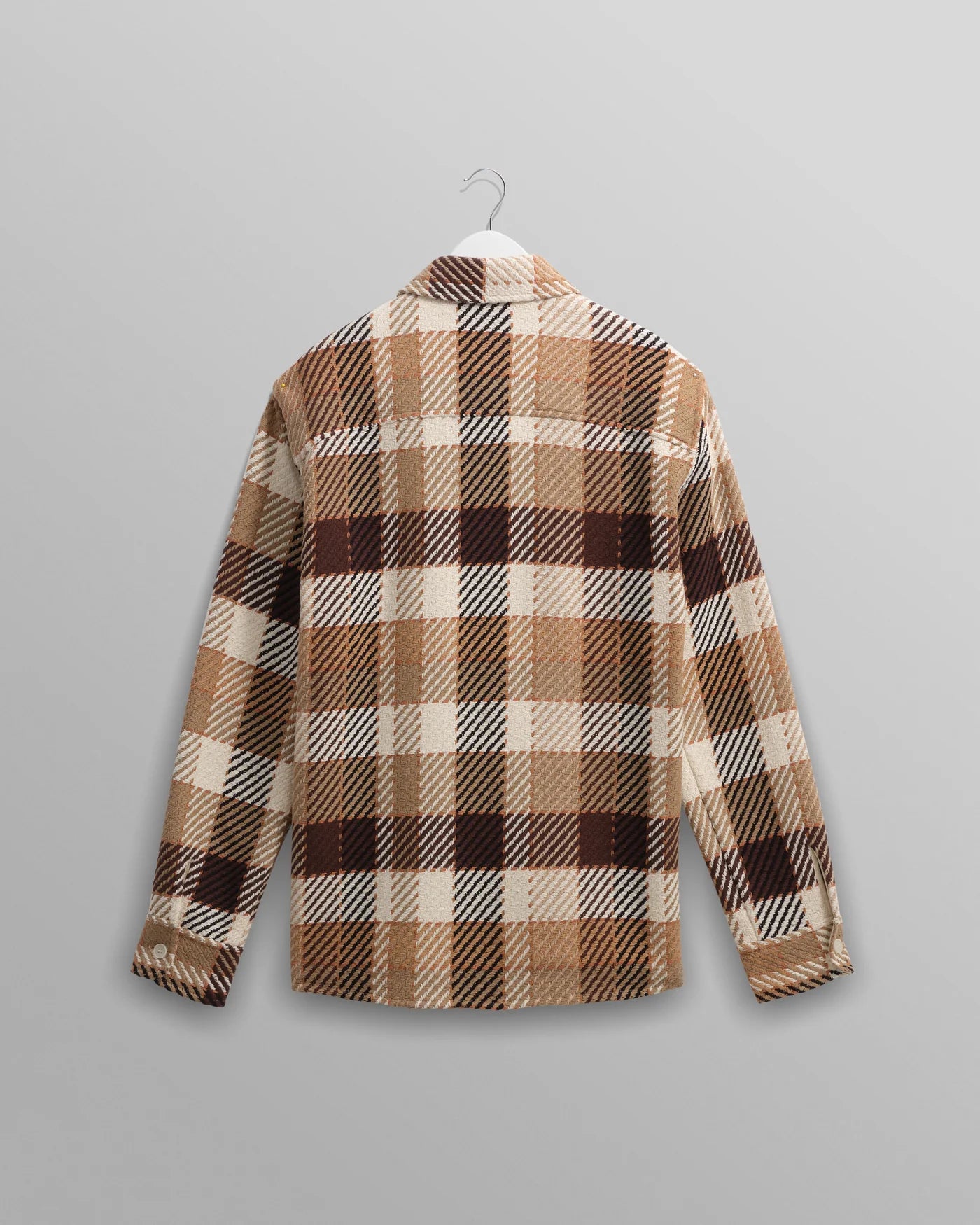 Wax London Whiting Over Shirt Natural And Brown Pike Check