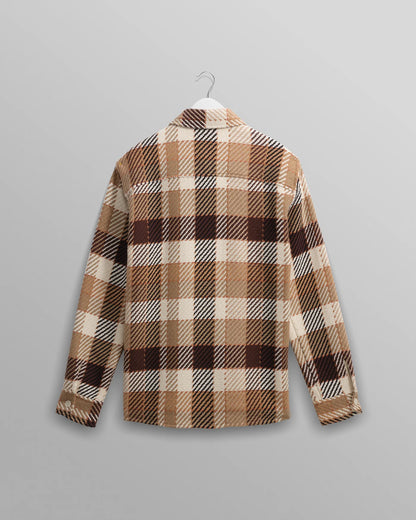 Wax London Whiting Overshirt Natural And Brown Pike Check