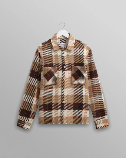 Wax London Whiting Overshirt Natural And Brown Pike Check