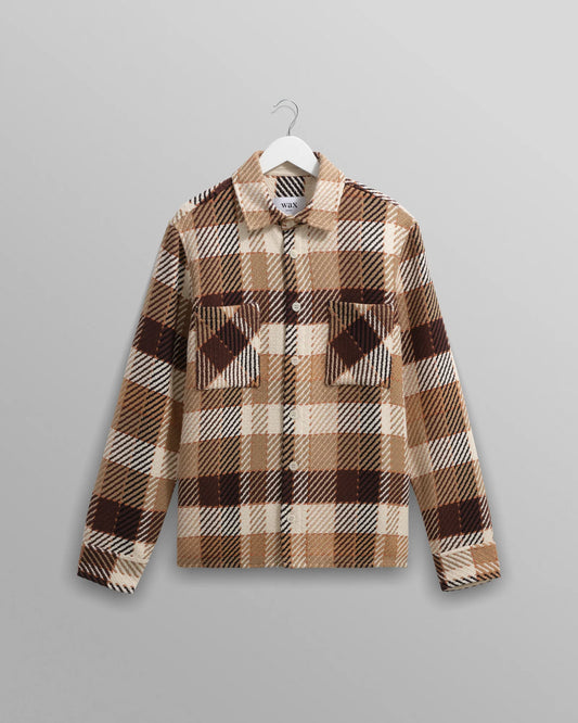Wax London Whiting Overshirt Natural And Brown Pike Check